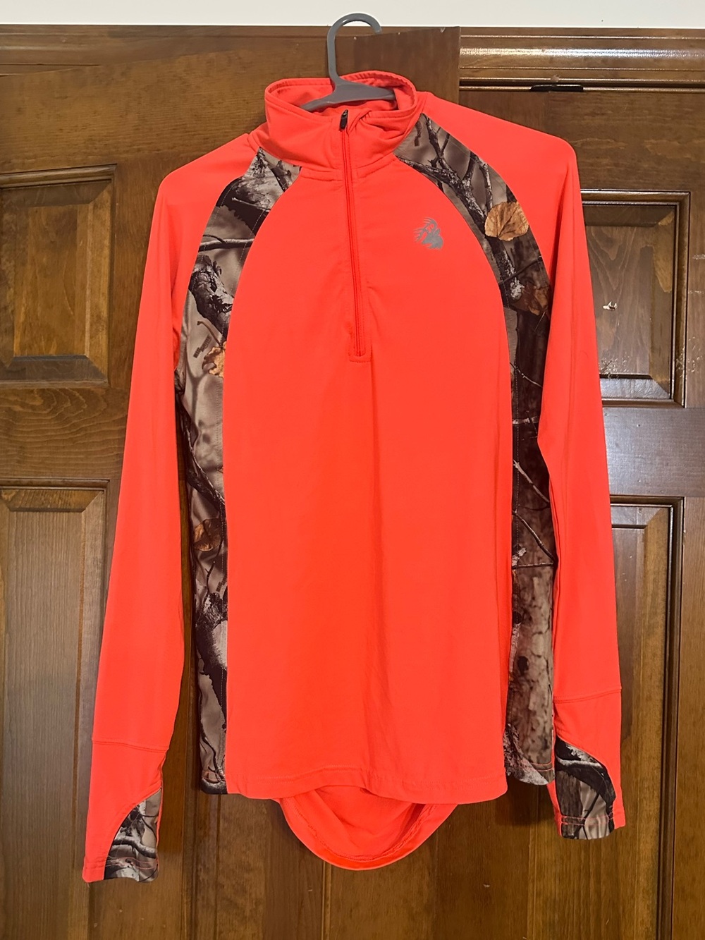 Legendary Whitetails Blaze Orange & Camo 1/4 Zip Performance Shirt Size Small